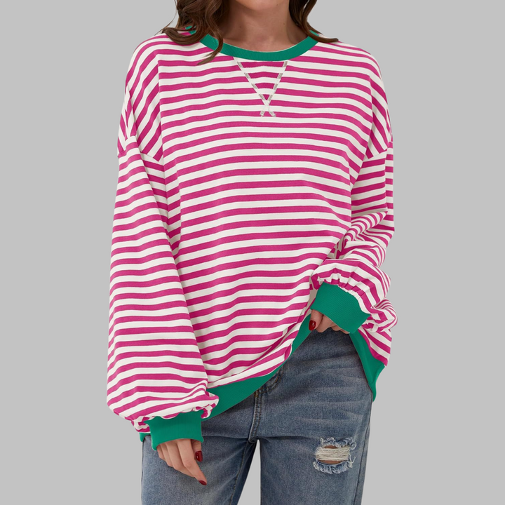 Women’s Striped Oversized Crewneck Sweatshirt