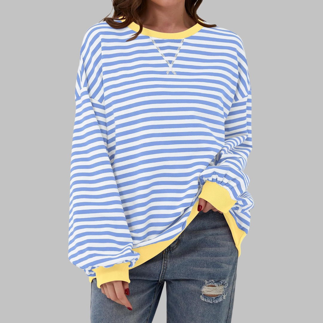 Women’s Striped Oversized Crewneck Sweatshirt