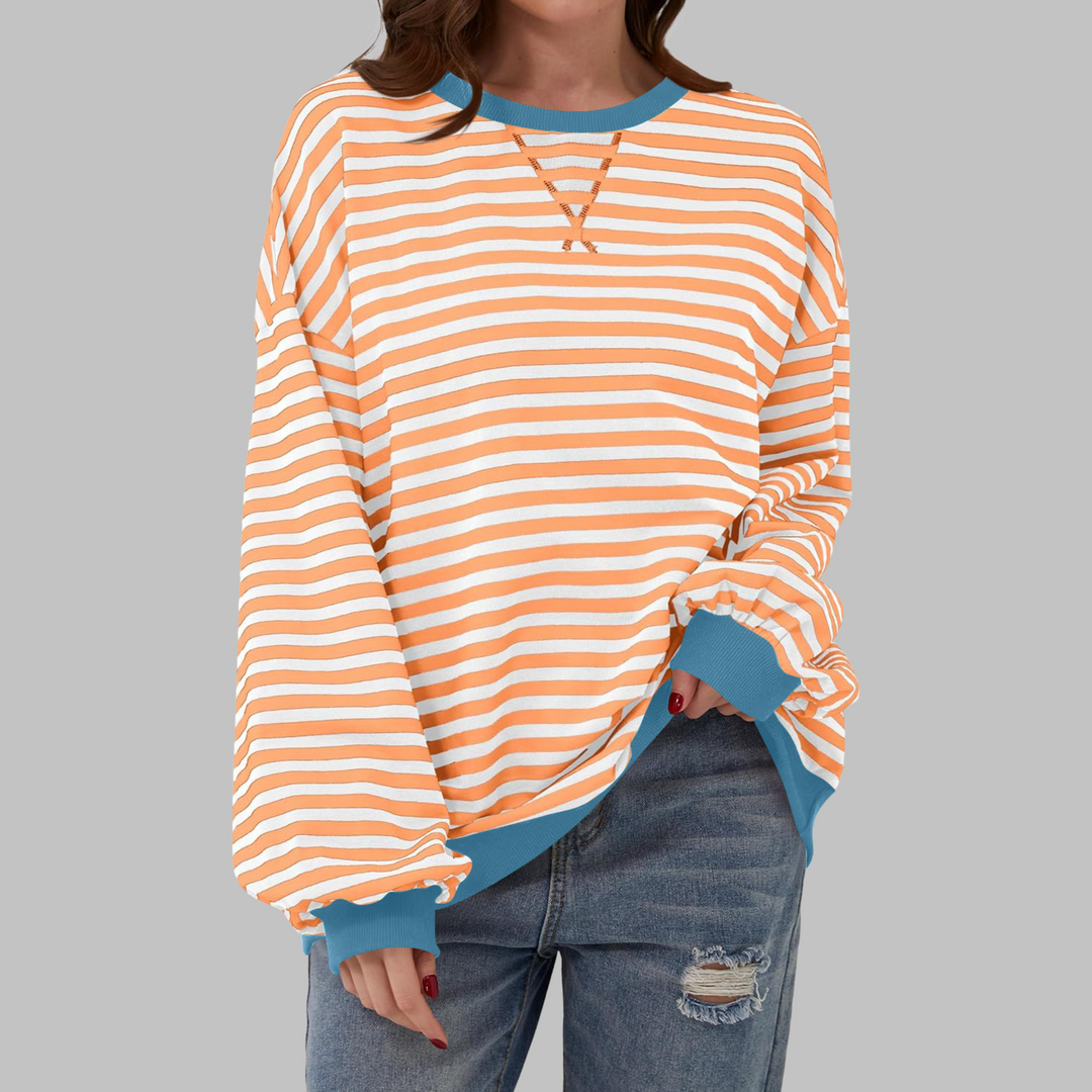 Women’s Striped Oversized Crewneck Sweatshirt