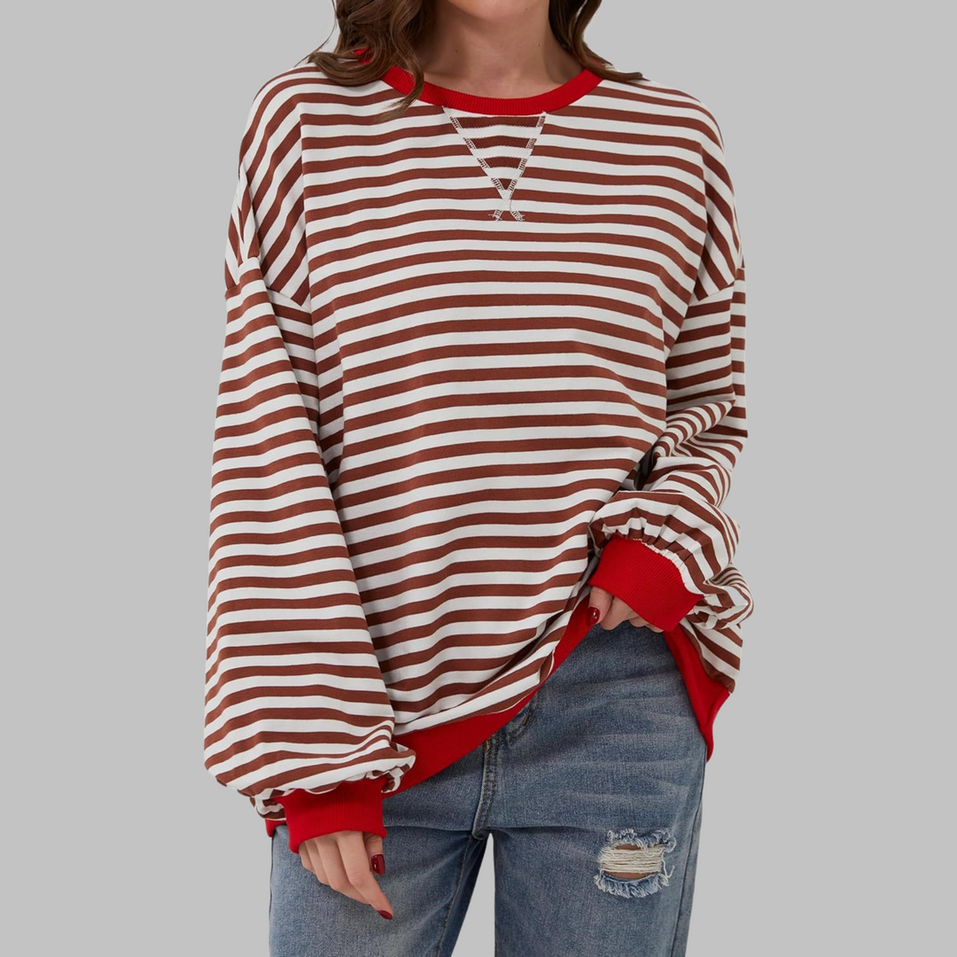 Women’s Striped Oversized Crewneck Sweatshirt