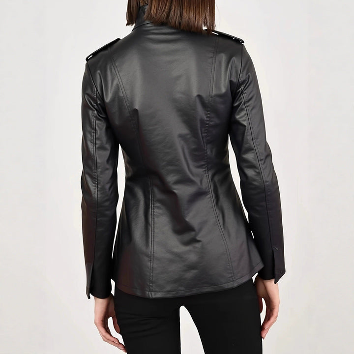 Women’s Faux Leather Zip-Up Moto Jacket