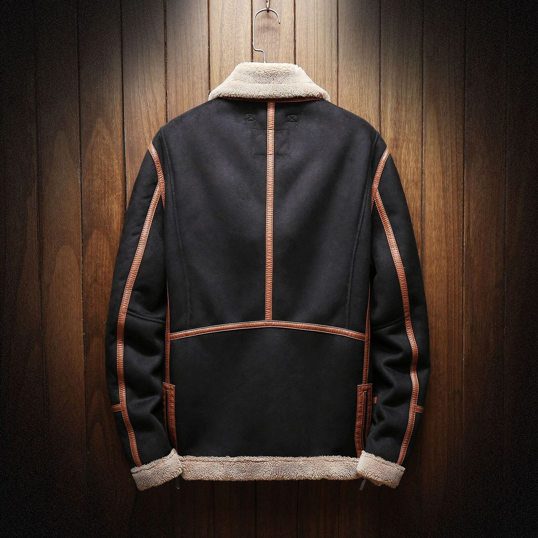 Men’s Leather Aviator Jacket Sherpa Inner