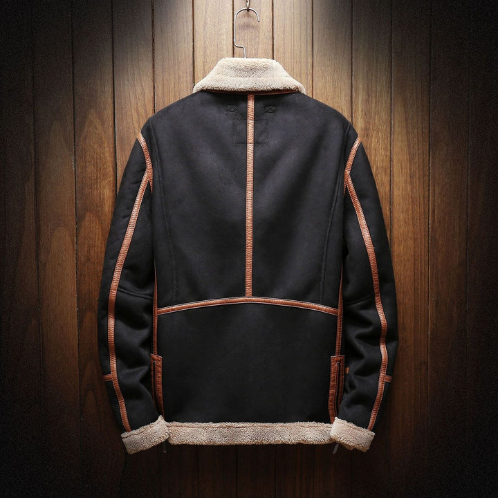Men’s Leather Aviator Jacket Sherpa Inner