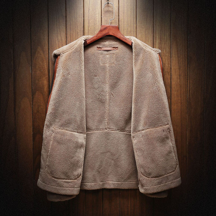 Men’s Leather Aviator Jacket Sherpa Inner