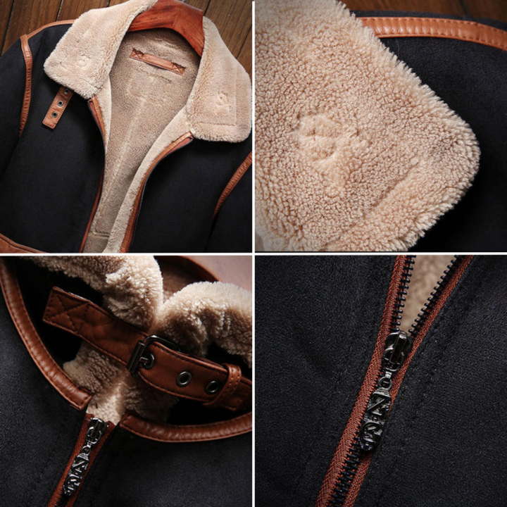 Men’s Leather Aviator Jacket Sherpa Inner