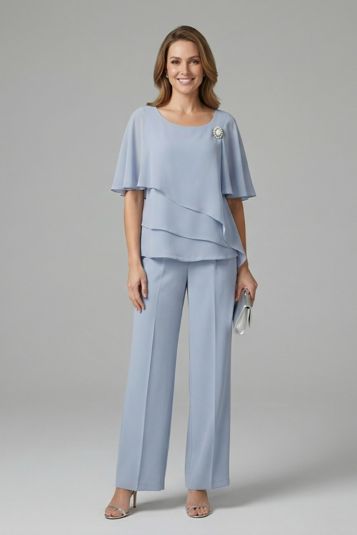 Layered Loungewear Set with Straight Leg Trousers | Lydia