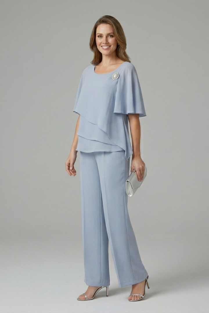 Layered Loungewear Set with Straight Leg Trousers | Lydia