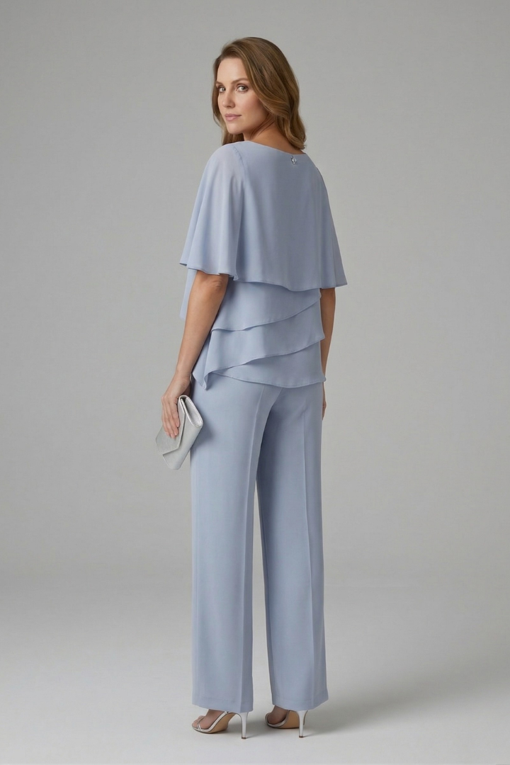 Layered Loungewear Set with Straight Leg Trousers | Lydia