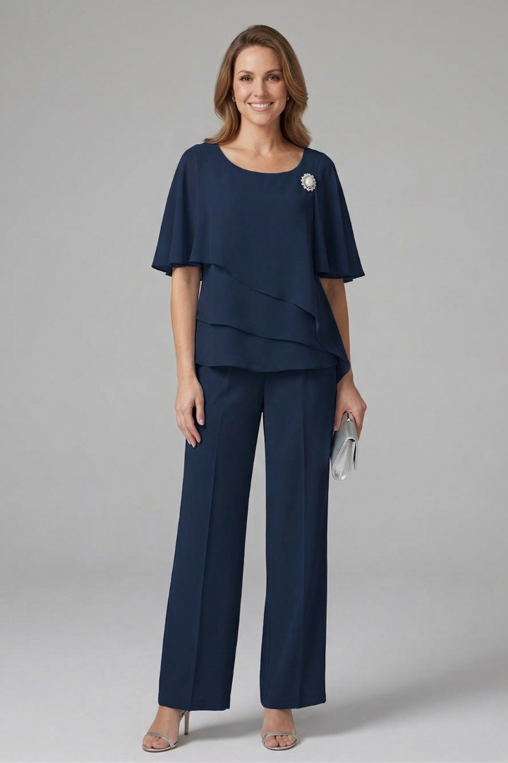 Layered Loungewear Set with Straight Leg Trousers | Lydia