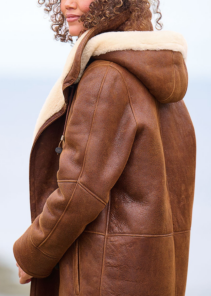 Women’s Sherpa Lined Faux Suede Toggle Hooded Coat
