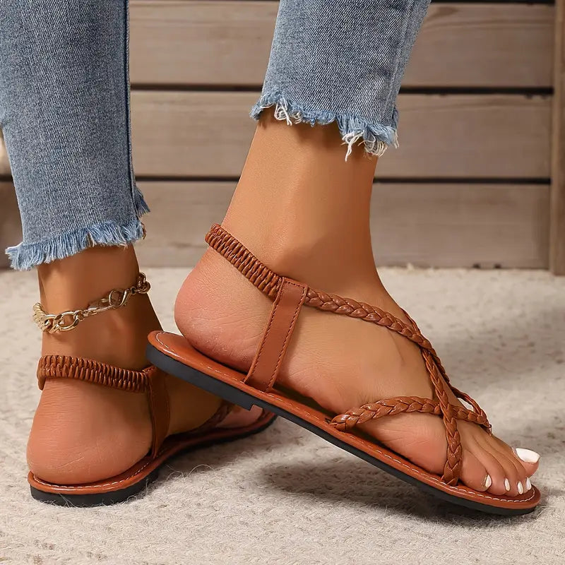 Lightweight Cross Strap Flat Sandals | Isla