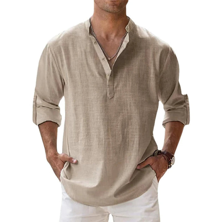 Lightweight Linen Henley Shirt Relaxed Fit Summer Top
