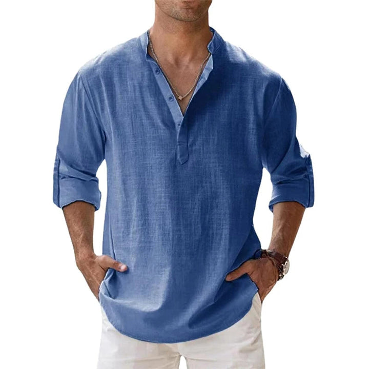 Lightweight Linen Henley Shirt Relaxed Fit Summer Top