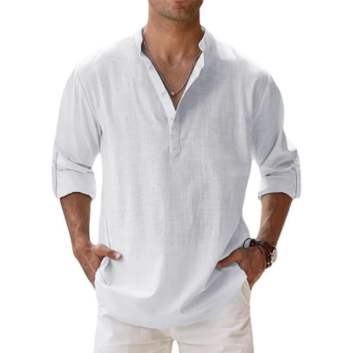 Lightweight Linen Henley Shirt Relaxed Fit Summer Top