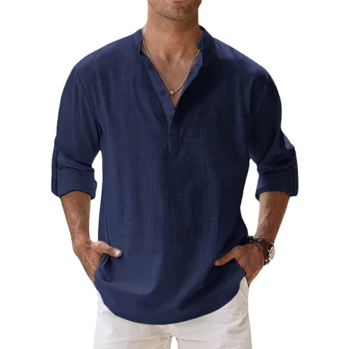 Lightweight Linen Henley Shirt Relaxed Fit Summer Top