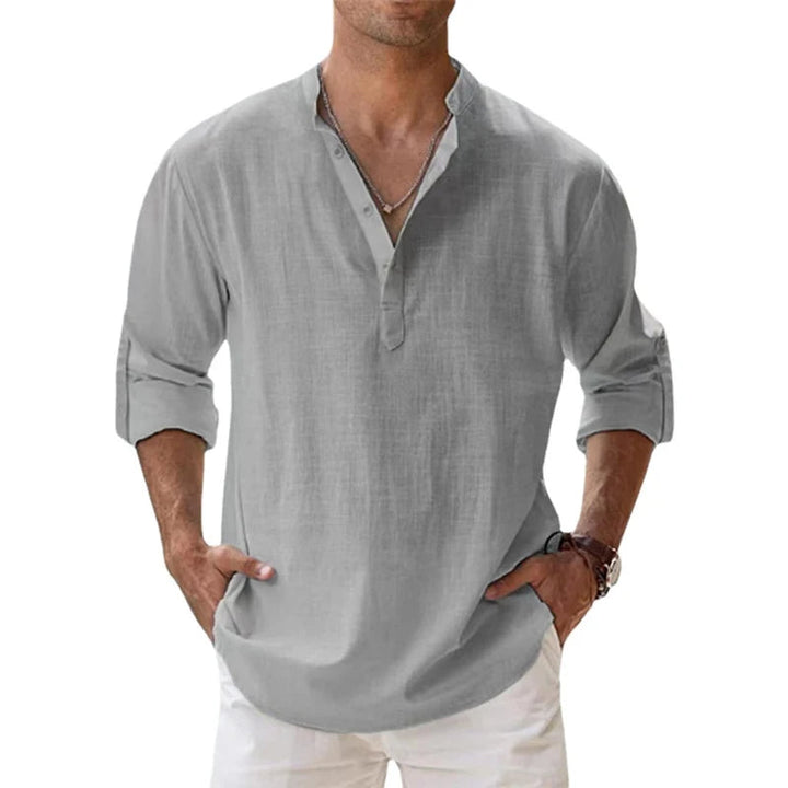Lightweight Linen Henley Shirt Relaxed Fit Summer Top