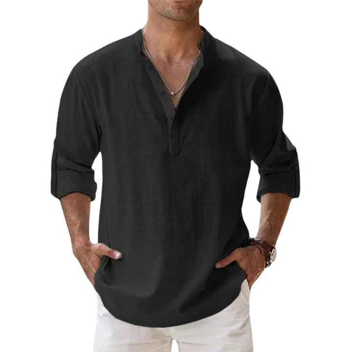 Lightweight Linen Henley Shirt Relaxed Fit Summer Top