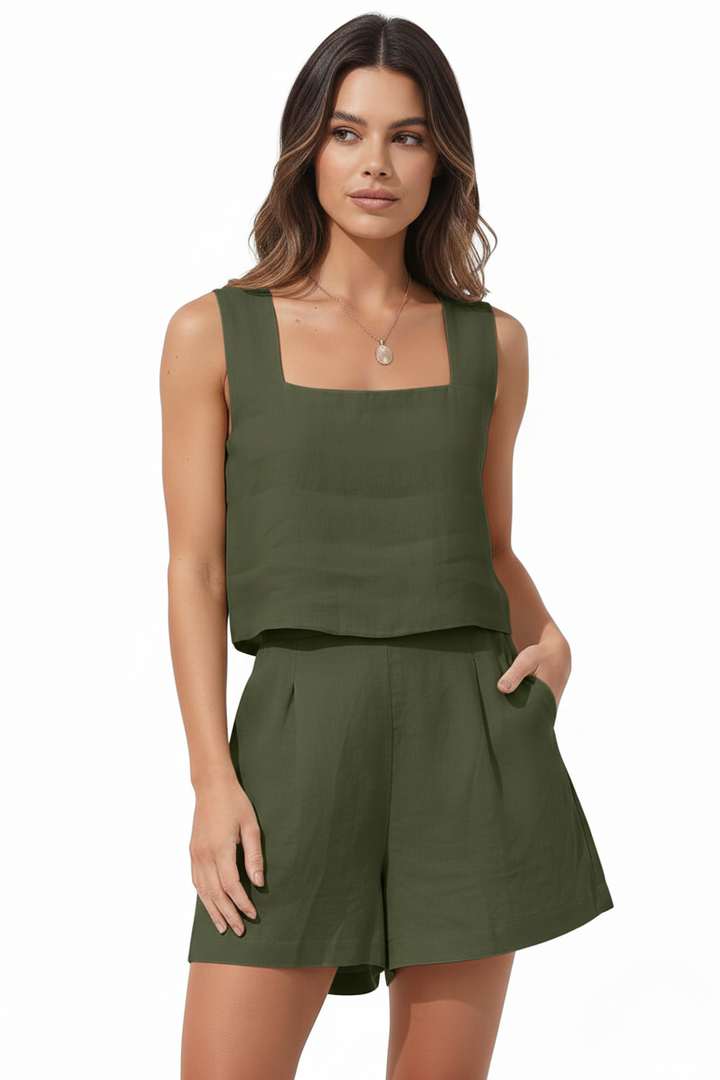 Lightweight Linen Two-Piece Loungewear Set | Sophia