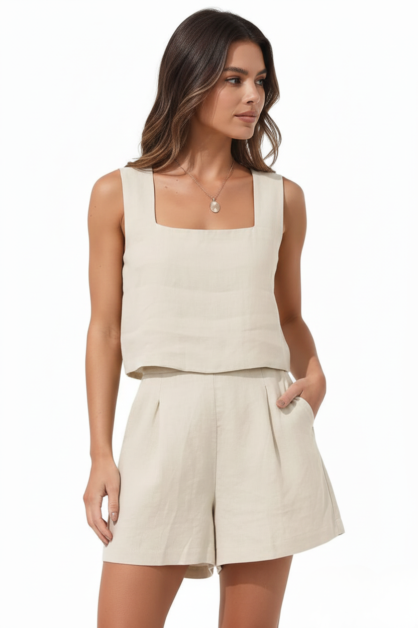 Lightweight Linen Two-Piece Loungewear Set | Sophia
