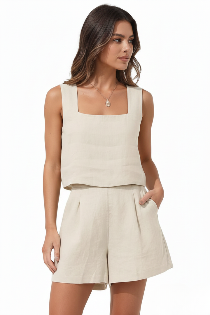 Lightweight Linen Two-Piece Loungewear Set | Sophia
