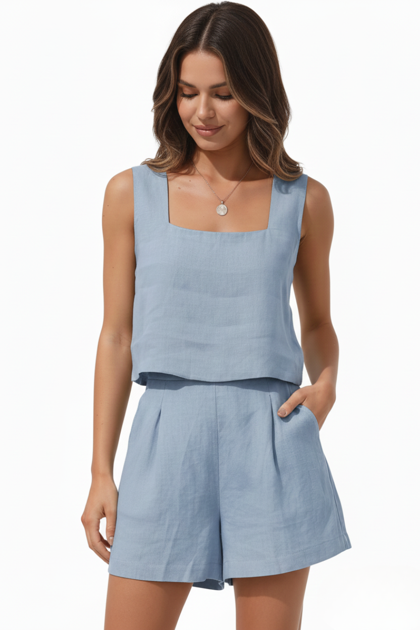 Lightweight Linen Two-Piece Loungewear Set | Sophia