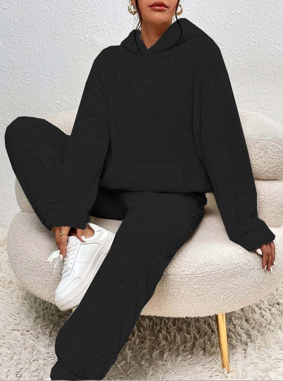 Women’s Sherpa Fleece Hoodie and Jogger Lounge Set