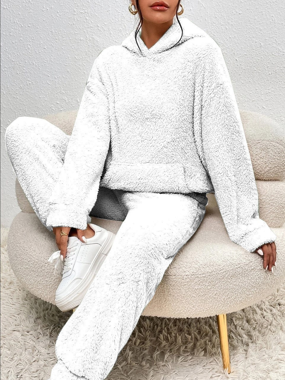 Women’s Sherpa Fleece Hoodie and Jogger Lounge Set
