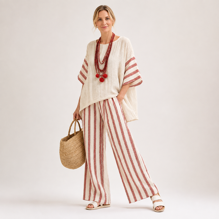 Oversized Two-Piece Linen Set with Wide-Leg Trousers | Lana