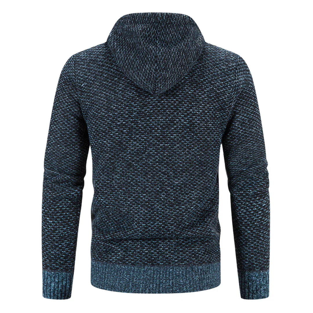 Men’s Fleece-Lined Hooded Knit Zip-Up Cardigan Jacket