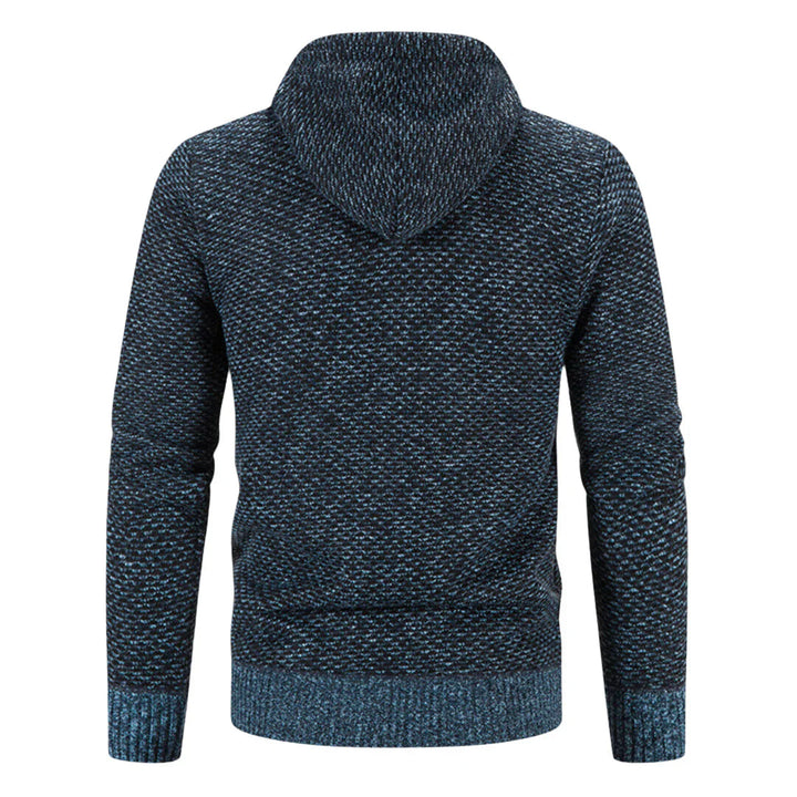 Men’s Fleece-Lined Hooded Knit Zip-Up Cardigan Jacket