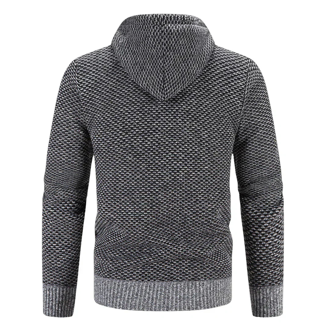 Men’s Fleece-Lined Hooded Knit Zip-Up Cardigan Jacket