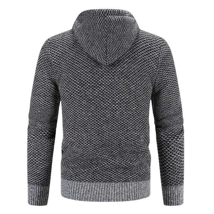 Men’s Fleece-Lined Hooded Knit Zip-Up Cardigan Jacket