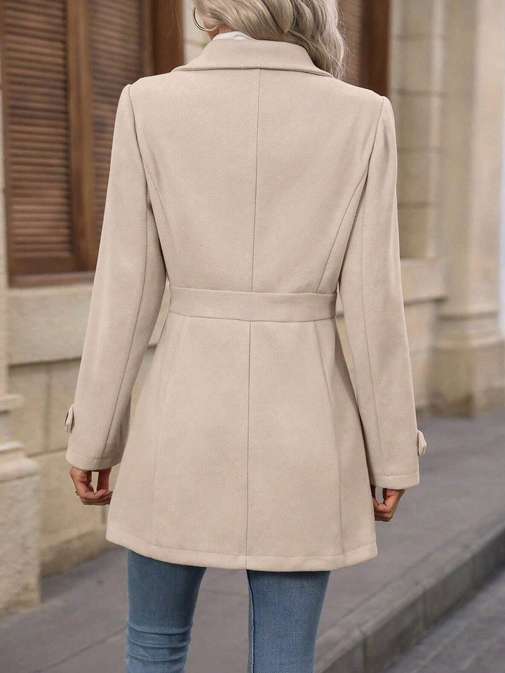 Women’s Faux Wool Slim Fit Belted Trench Coat