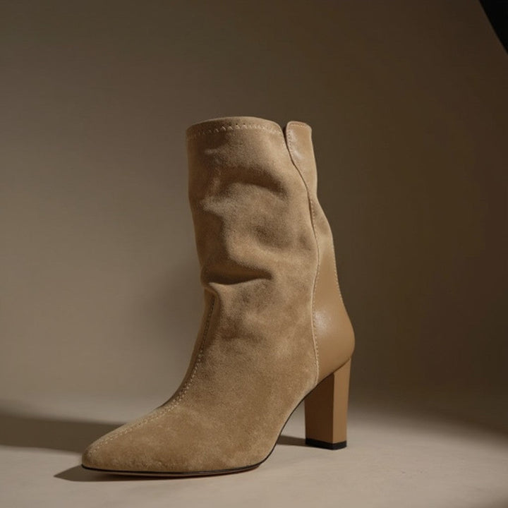 Women’s Faux Suede Block Heel Slouch Ankle Boots