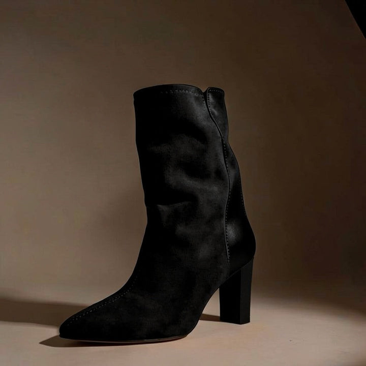 Women’s Faux Suede Block Heel Slouch Ankle Boots