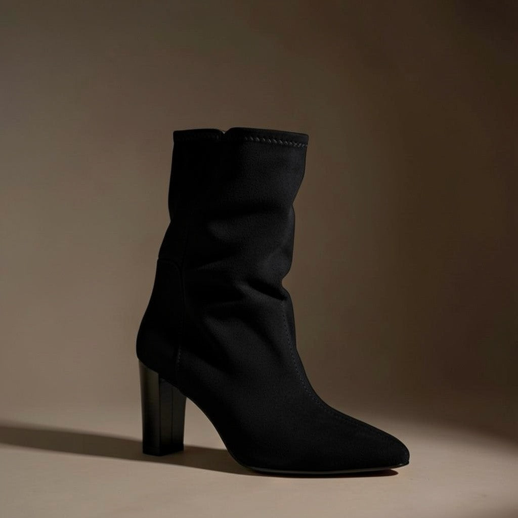 Women’s Faux Suede Block Heel Slouch Ankle Boots