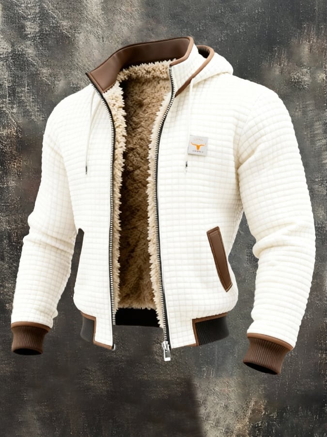 Men’s Waffle Knit Fleece Lined Hooded Jacket