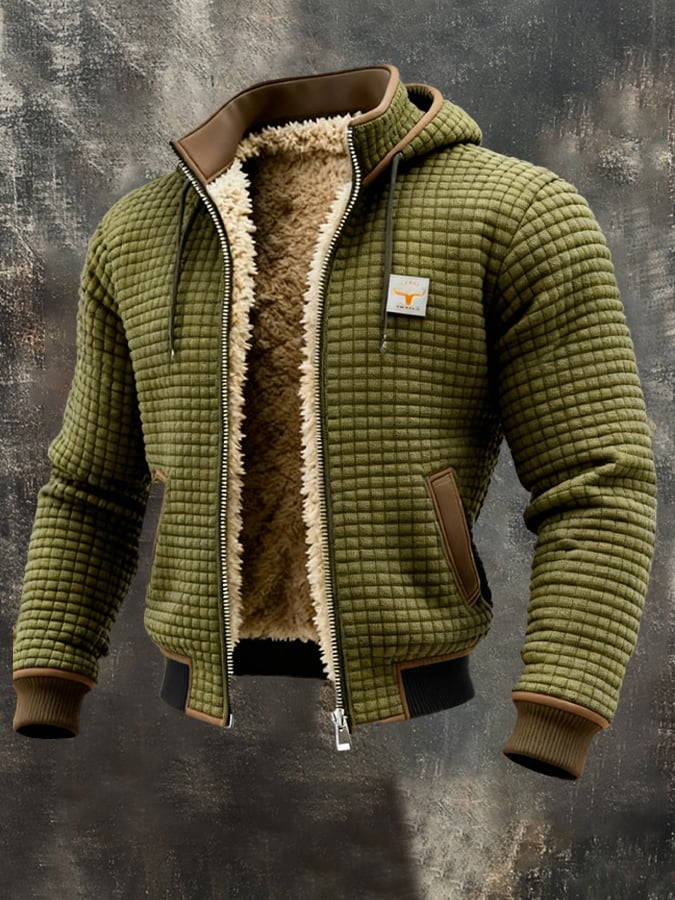 Men’s Waffle Knit Fleece Lined Hooded Jacket