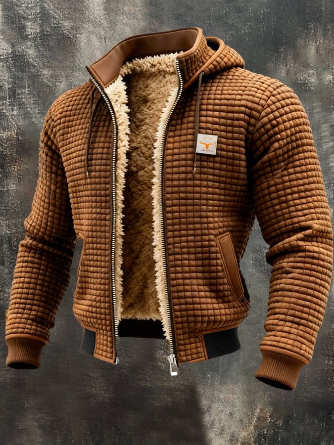 Men’s Waffle Knit Fleece Lined Hooded Jacket