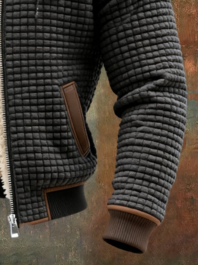Men’s Waffle Knit Fleece Lined Hooded Jacket