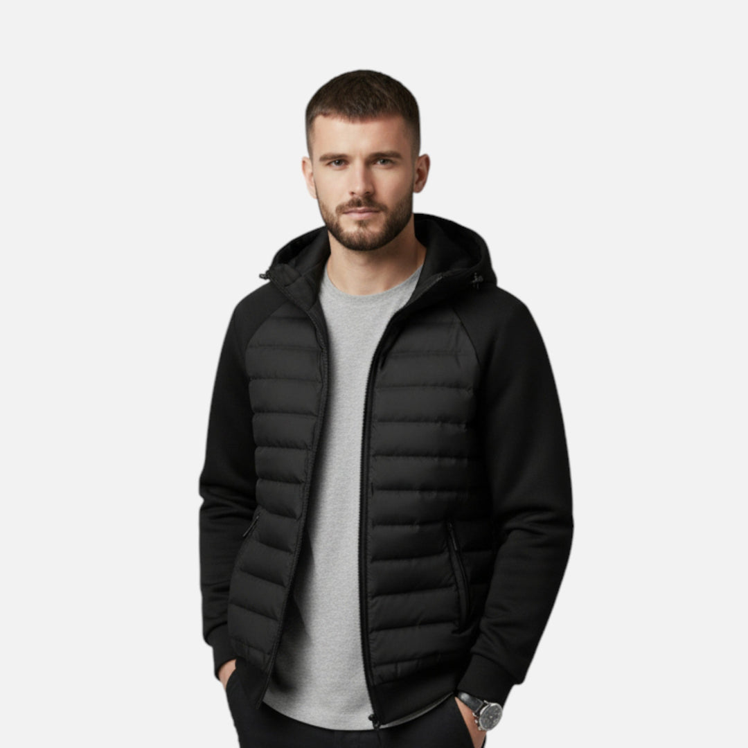 Maison Dresson | Men’s Hooded Down Jacket – Spliced Quilted Style 1