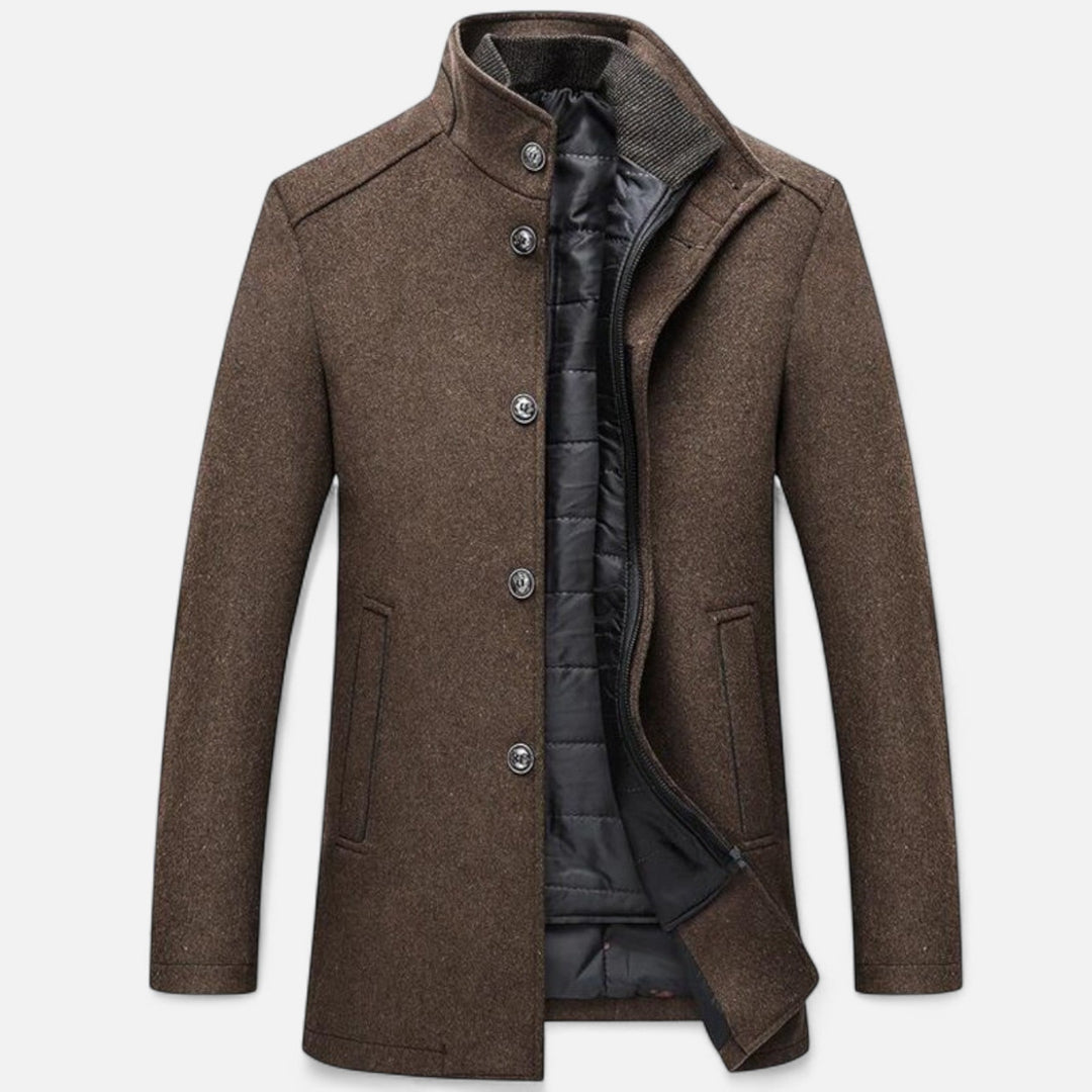 Maison Dresson | Men’s Long Wool Overcoat with Vest Panel 0
