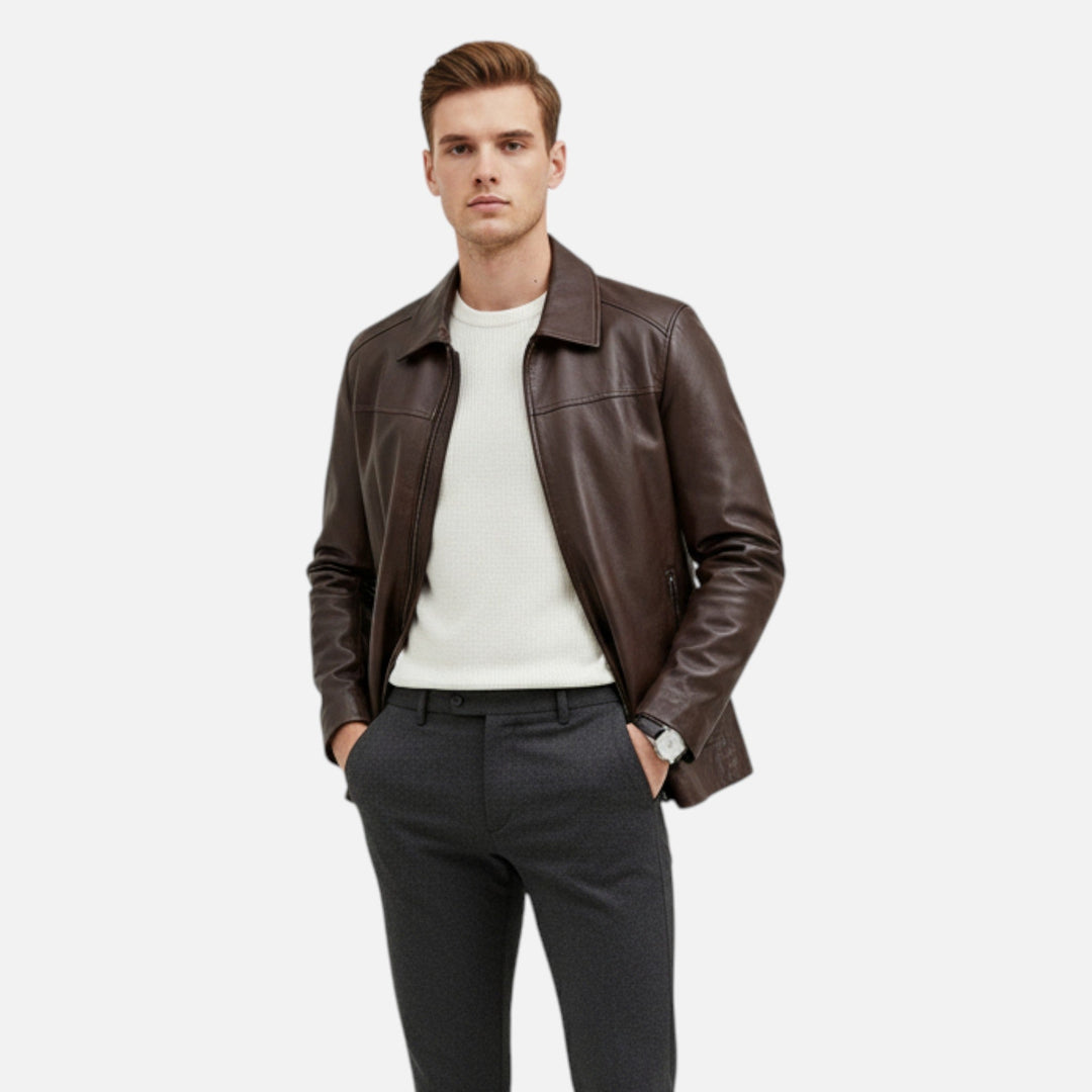 Maison Dresson | Men’s PU Leather Jacket – Stand Collar Autumn Elegance 1