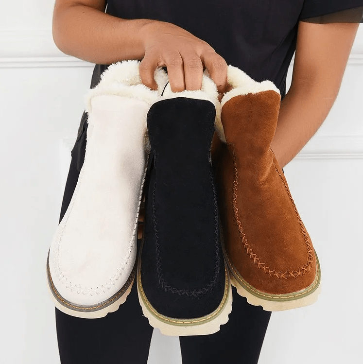 Women’s Suede Winter Snow Boots Shearling Lined Wedge Sole