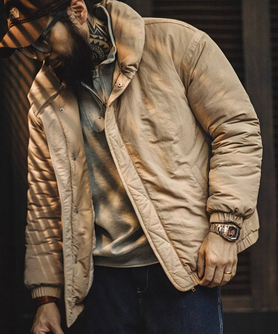 Men’s Sandstone High-Collar Classic Puffer Jacket