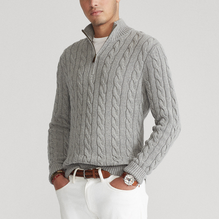 Men's Cozy Cable Knit Quarter Zip Sweater - Oliver 1