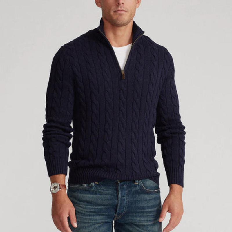 Men's Cozy Cable Knit Quarter Zip Sweater - Oliver 3
