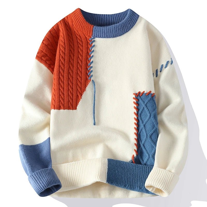 Men's Cozy Knit Color Block Sweater - Oliver 0