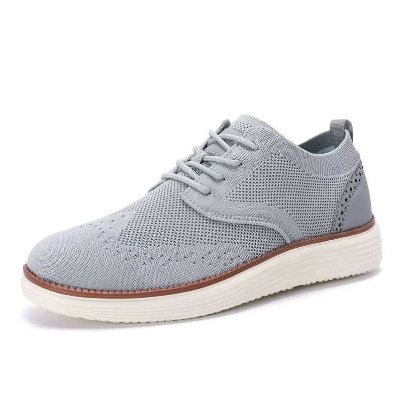 Men’s Knit Brogue Wingtip Lace-Up Casual Sneakers