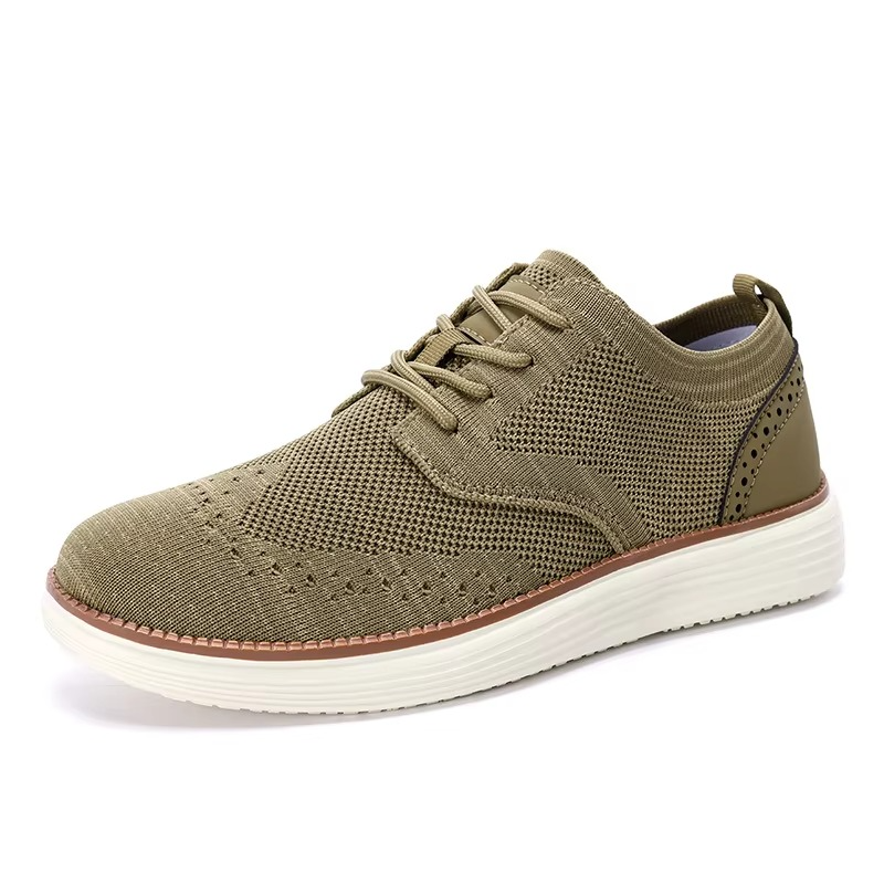 Men’s Knit Brogue Wingtip Lace-Up Casual Sneakers